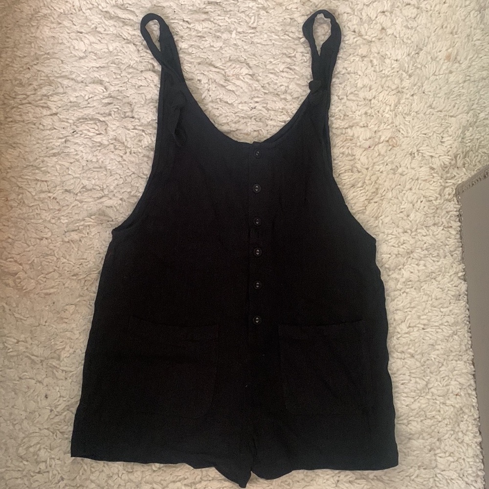 F21 Black Linen Romper